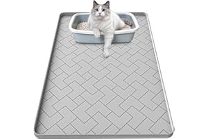 BEENXMYY Silicone Cat Litter Mat for litter box 24" X 15"-Easy to Clean Cat Litter Trapping Mat, Waterproof, urine-proof and non-slip to keep the floor clean and tidy（Gray）