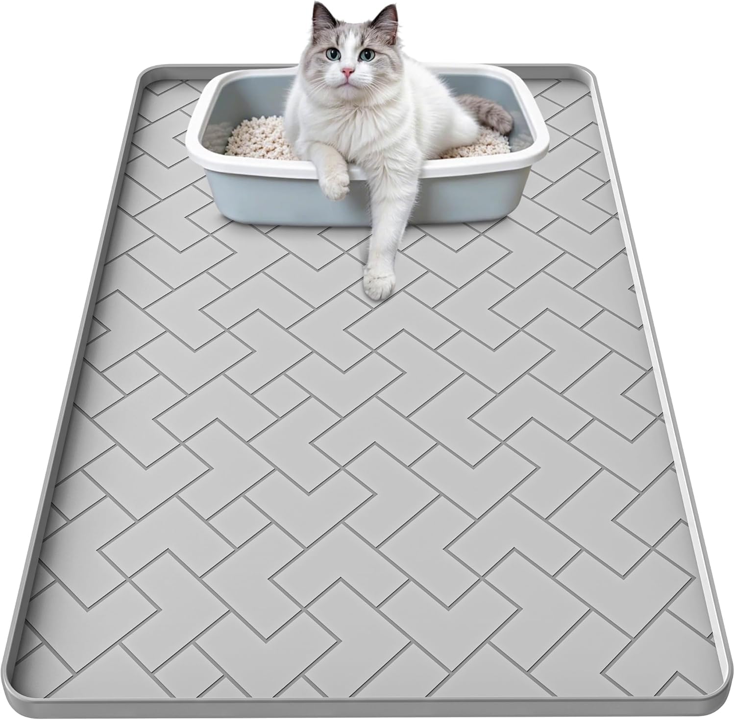 Photo 1 of Silicone Cat Litter Mat for litter box 24" X 15"-Easy to Clean Cat Litter Trapping Mat, Waterproof, urine-proof and non-slip to keep the floor clean and tidy?Gray?