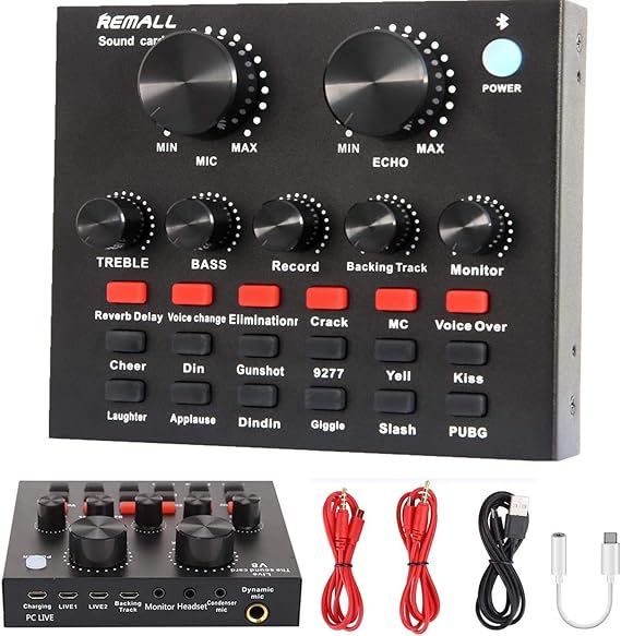 Amazon Com V8 Sound Card Remall Voice Changer Live Sound Card For Audio Mixer Streaming Bluetooth Sound Effects Mixer Board Music Recording Youtube Facebook Broadcast For Phone Iphone Ipad Pc Laptop Type C