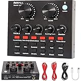 V8 Sound Card, REMALL Voice Changer Live Sound Card for Audio Mixer Streaming, Bluetooth Sound Effects Mixer Board Music Reco