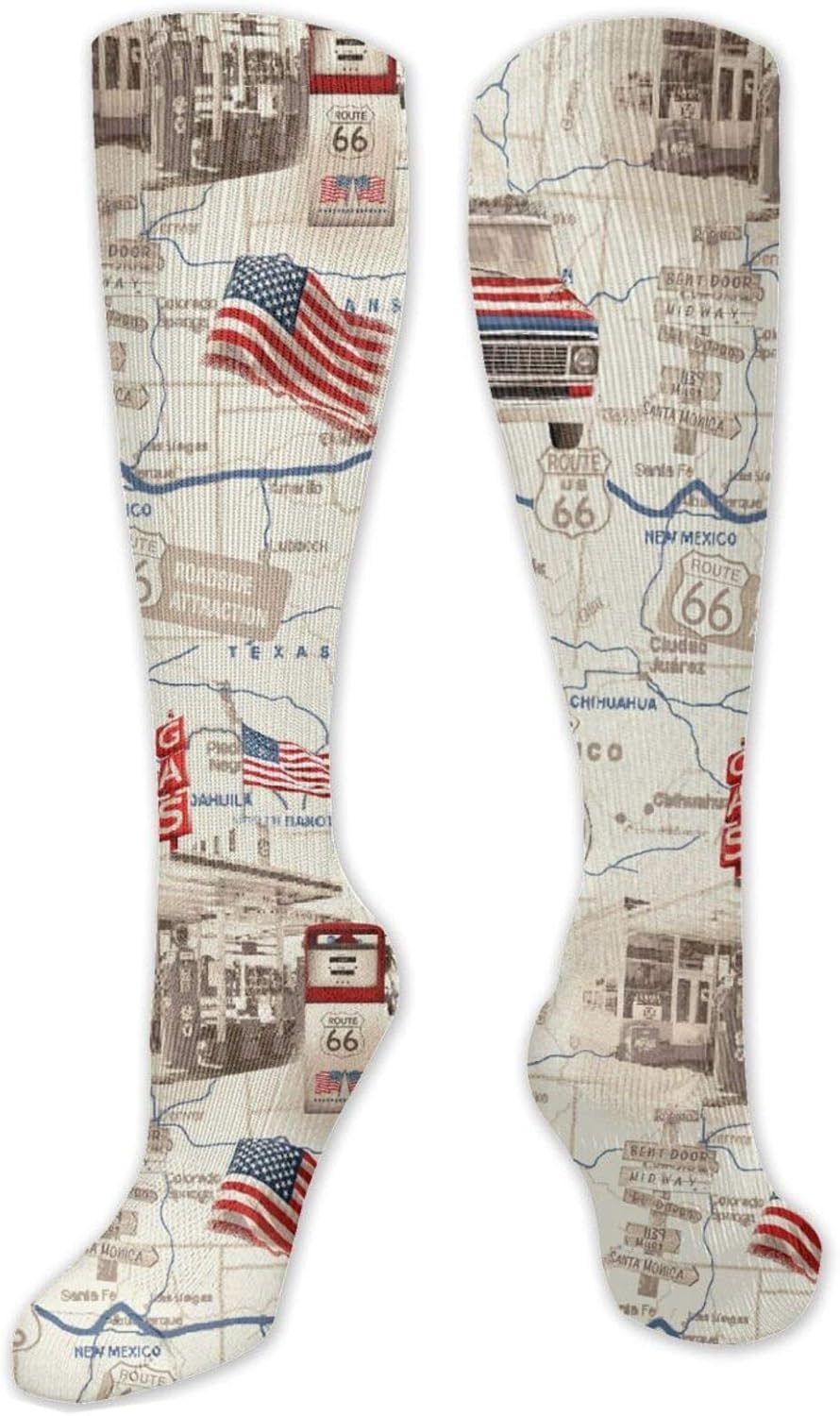 American Road Travel Map Funny Socks for Men Women Novelty
