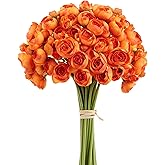 Sahoottie Ranunculus Orange Artificial Flower Faux Silk Mini Ranunculus Bulk Fake Wedding Filler Flowers for DIY Bouquets, Centerpieces Arrangements Bridal Shower Decorations 15Pcs