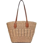 YAVCOOL Straw Beach Bags for Women Woven Beach Tote Bag Casual Boho Large Shoulder Handbags Purse for Vacation Holiday