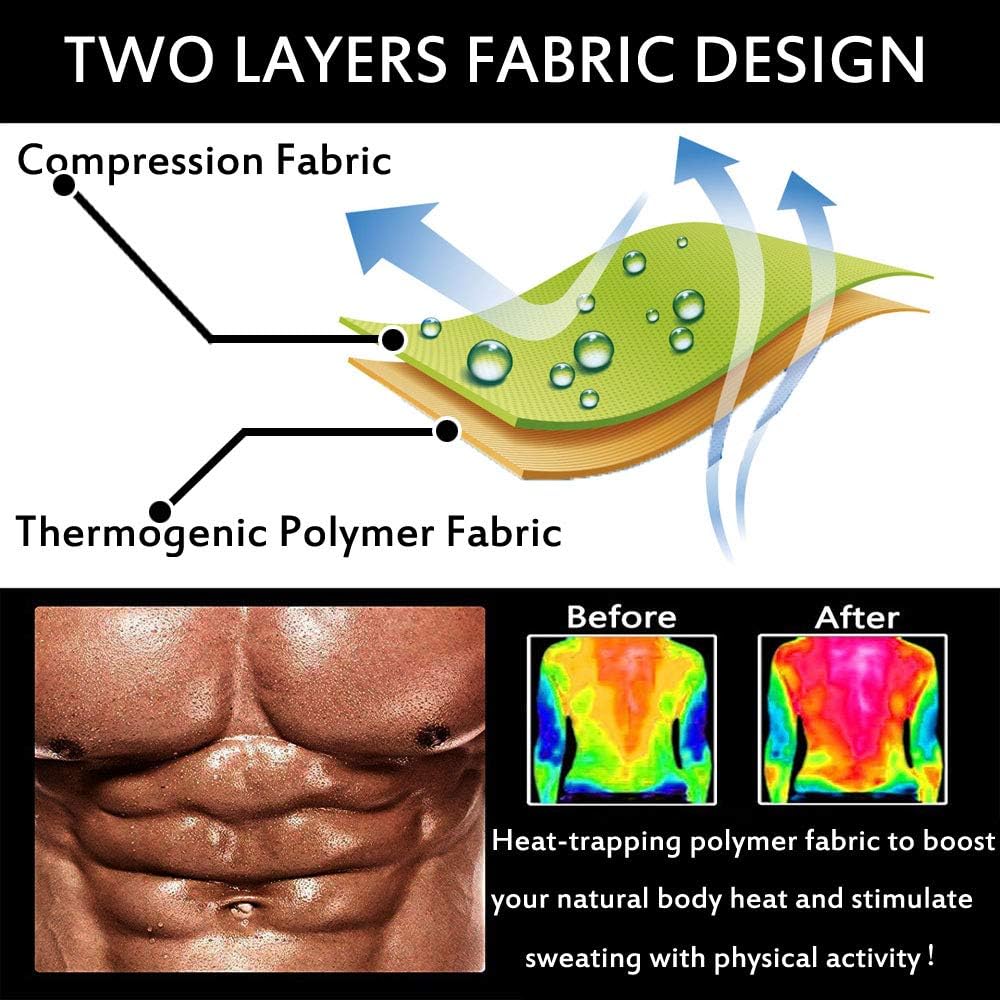 HOMETA Men Waist Trainer Sauna Vest Sweat Body Shaper Slimming Polymer Weight Loss Zipper Tank Top Premium Workout Shirt: Clothing
