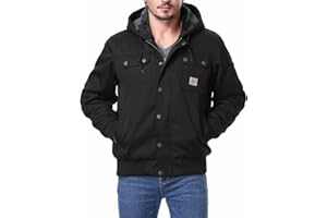 TUAOVA Men's Fit Relaxed Work Coat Fleece Lined Waterproof Workwear Winter Hooded Jacket with Multiple Pockets