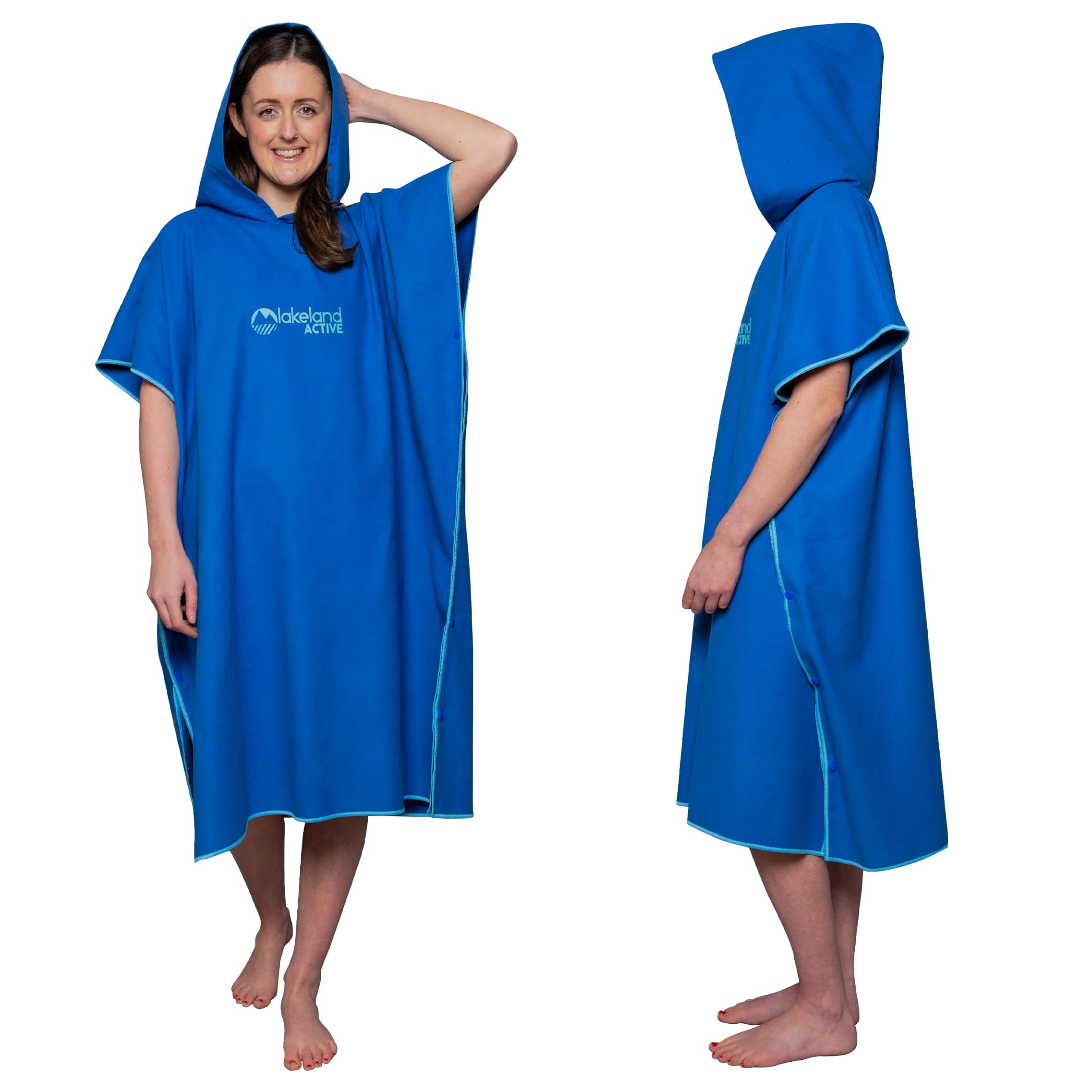 Lakeland Active Patterdale Hooded Changing Poncho Towel - Mid Blue - Adult