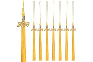 8 Pack 2026 Graduation Cap Tassels with Gold Charm, Ceremony Keepsake & Decor Set (Gold)