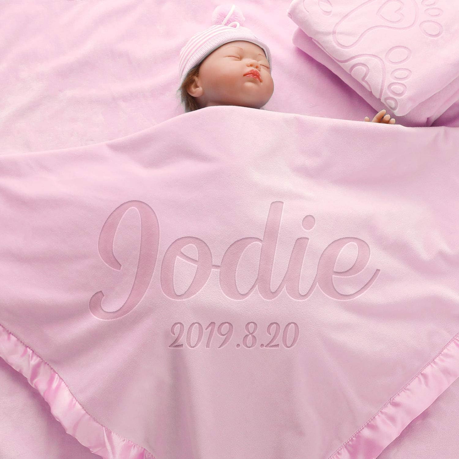 Couverture Bebe Personnalisee Au Nom Et A La Date De Naissance De Bebe Pour Nouveau Nes Couverture Respirante Pour Garcons Et Filles Taille xcm Elephant Bleu Couvertures Et Couvertures D Emmaillotage Matelas Et Linge De