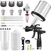 BENTOHKLE R500 LVLP Air Spray Gun with 3 Nozzle 650ML Disposable Paint Cups | A610 Automotive Paint Guns with 1.3/1.5/1.7mm Nozzles, Air Regulator&amp;Water-Oil Separator, Professional Paint Sprayer for Cars