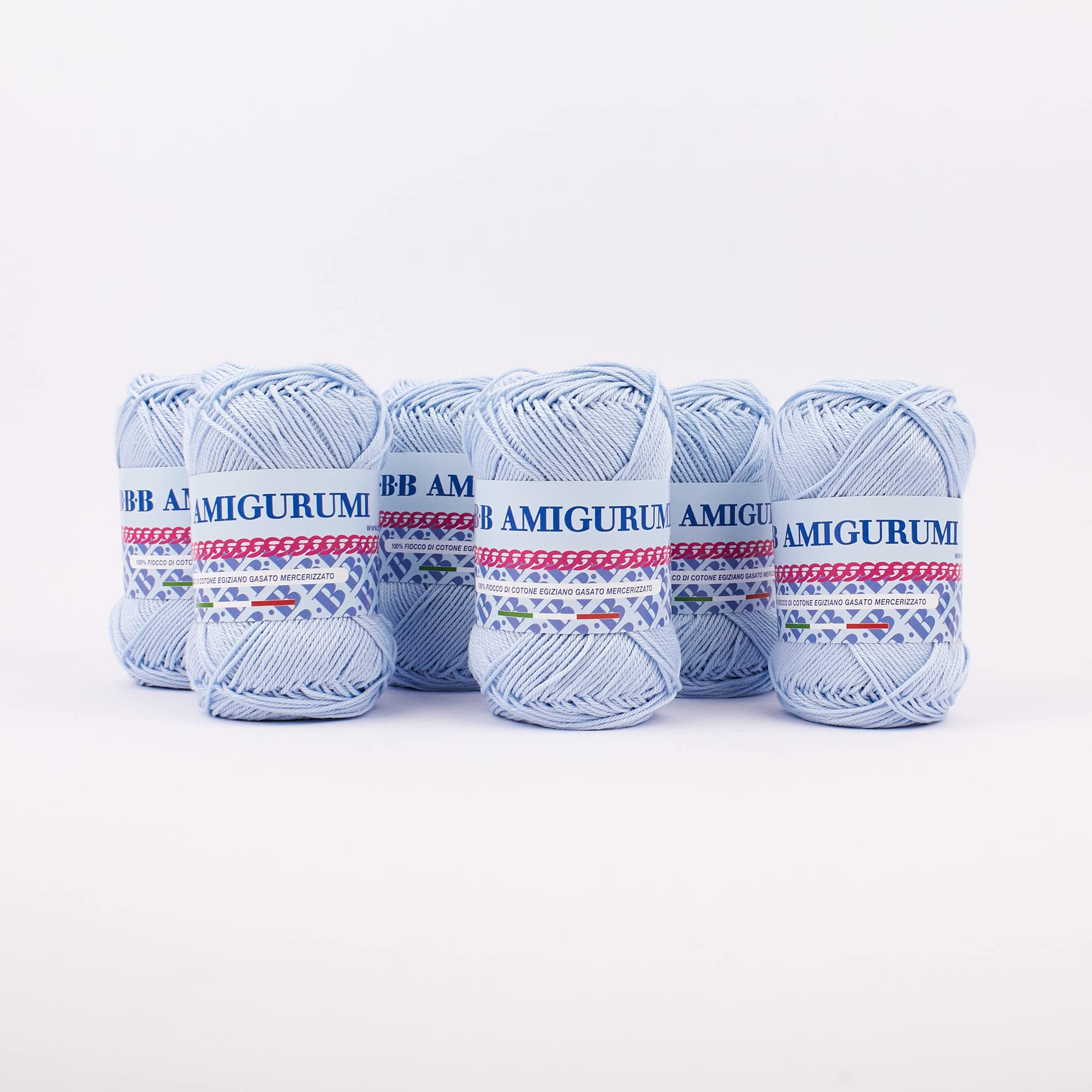 B.B.B. Filati - Amigurumi - Very Soft Pure Cotton Yarn Ball Suitable for Making Dolls and Puppets Machine Washable for Needle/Crochet Hooks Azure 52 6pcs