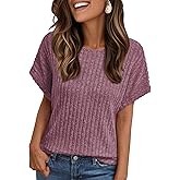 LILLUSORY Women Short Sleeve T Shirt Summer Sweater Dressy Casual Blouse Business Top Work Clothing