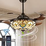 Siljoy 42" Tiffany Ceiling Fan Stained Glass