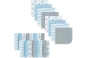 softan Baby Washcloths, 24Pack Baby Wash Cloths Extra Soft & Ultra Absorbent, Baby Towels and Washcloths Face Towels for Unisex Boys Girls Body, Washclothes Gentle on Sensitive Skin, 9x9 Blu Elephant