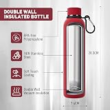 Exllena Insulated Water Bottle 750ml Red with Clip Double Wall Vacuum view 3