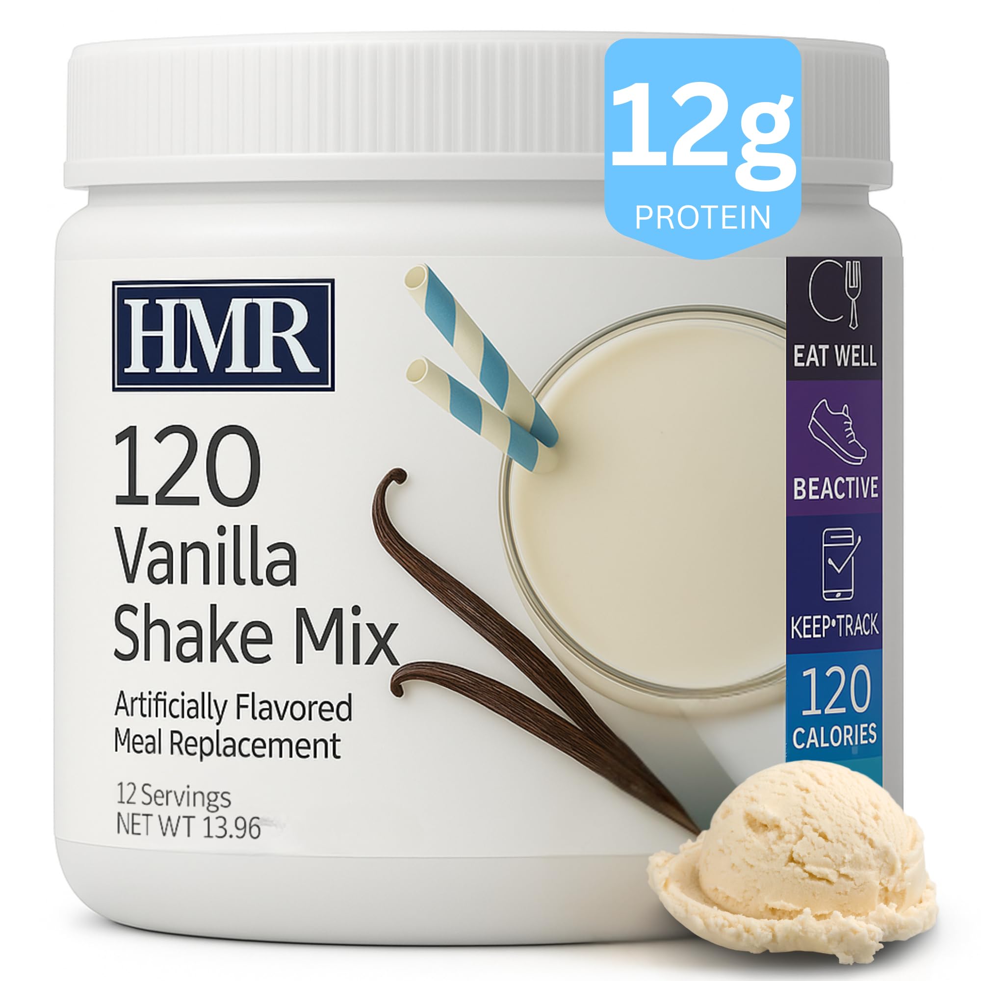 HMR 120 Vanilla Shake Meal Replacement Powder | Vanilla Shake Mix to Support Healthy Weight Loss | 12g of Protein | Nutritional Drink | Low Calorie Food | 12 Servings