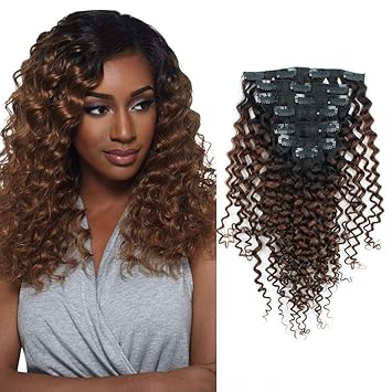 Amazon Com Lovrio 9a Grade Jerry Curl Clip On Hair Extensions 3a