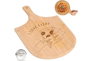 UIDMEN Personalized Pizza Peel with Engraved Text, 12 inch Bamboo Pizza Paddle Spatula, Oven Accessory for Baking Homemade, W