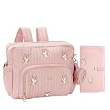 GOBABYMART Diaper Bag Backpack with Changing Pad - Travel Baby Bag, Insulated Bottle Pockets, Stroller Straps (Medium - Pink Unicorns)