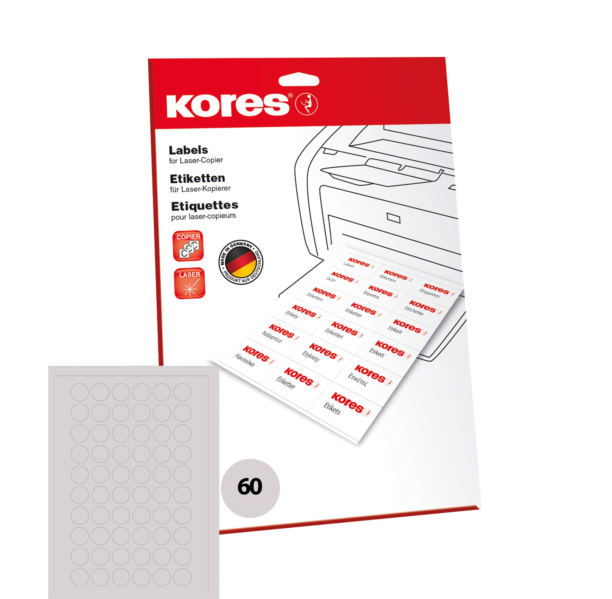 Kores LR024.25 2.4 cm A4 "Imprintable Marking Dots" Labels - White (Pack of 25 Sheets)
