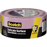 Scotch Delicate Surfaces Painters Tape, 1.88 in x 60 yd, 1 Roll (2080-48EC) | Damage-Free Painting Prep, Protect Delicate Surfaces, UV &amp; Sunlight Resistant, Solvent-Free Adhesive, Indoor Masking Tape