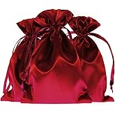 Knitial 5" x 8" Wine Satin Gift Bags, Jewelry Bags, Wedding Favor Drawstring Bags Baby Shower Christmas Gift Bags 50 per Pack
