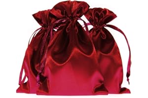 Knitial 3" x 4" Wine Color Satin Gift Bags, Jewelry Bags, Wedding Favor Drawstring Bags Baby Shower Christmas Gift Bags 50 per Pack