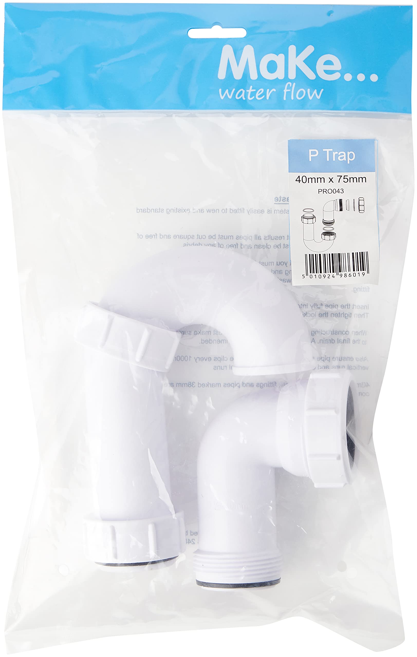 MaKe PRO043 40mm Swivel P Trap , White