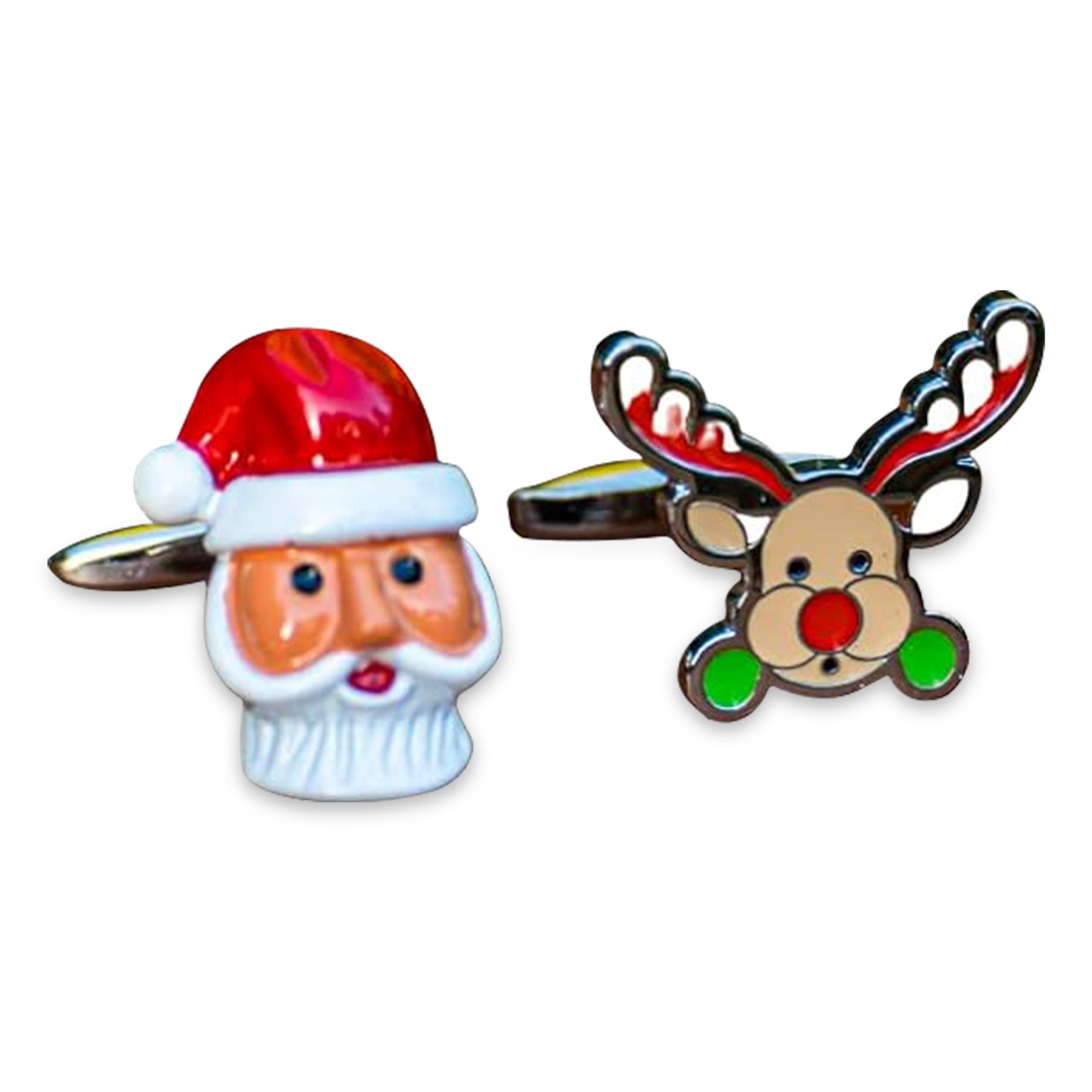 Santa Claus and Rudolf Christmas Cufflinks Set