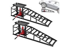 2 Pack Hydraulic Car Ramps, Heavy Duty 11000 LBS/5T Heavy Duty Steel Auto Service Ramps for Truck, Vehicle, SUV, Garage, Oil 