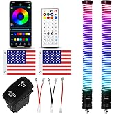 VI9000 2pc 2FT COB Fat Whip Lights with App &amp; Remote Control Compatible with Polaris RZR Can-Am Maverick X3, Spiral RGB Chasing LED Whip Lights with Rocker Switch for Side by Side, SXS UTV ATV Boat