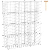 C&AHOME Wire Cube Storage, 12-Cube Storage Organizer Metal, C Grids Storage Bins Shelving, Modular Bookshelf Shelf, Closet Cabinet Ideal for Bedroom, Office 36.6”L x 12.4”W 48.4”H White