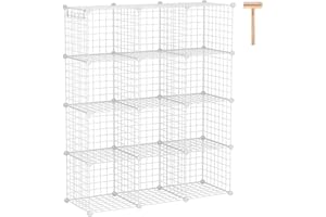 C&AHOME Cube Storage 12-Cube Storage Organizer Metal Stackable Storage BinsModular Bookcase DIY Closet Cabinet
