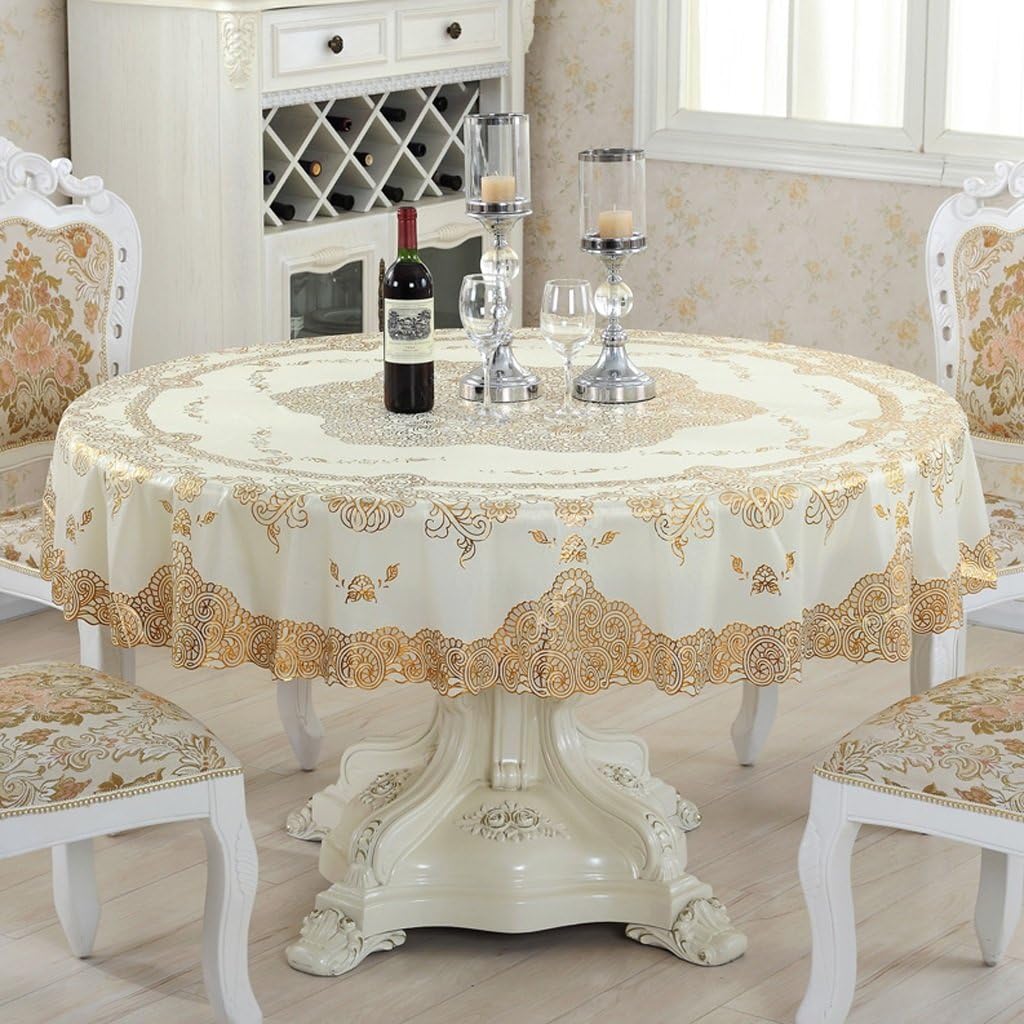 WOFULL European-style Round Floral Print Plastic Dining Table Cloth PVC Waterproof Anti-oil Table Cloth Coffee Table Mats ( Color : B )