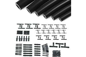 Ucreative Silicone Vacuum Hose Kit 6PCS 5FT Tubing (1/8" to 3/8") + 113PCS Nylon Connectors High Performance Automotive Replacement (Black)