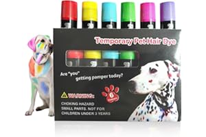 AOFEGRLT Pack of 6 Dog Hair Color Dye Temporary Non-Toxic Washable Pet Safe Paint for Dogs Cats Animals