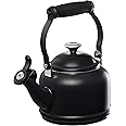 Le Creuset Enamel On Steel Demi Tea Kettle with Metal Finishes, 1.25 qt, Licorice