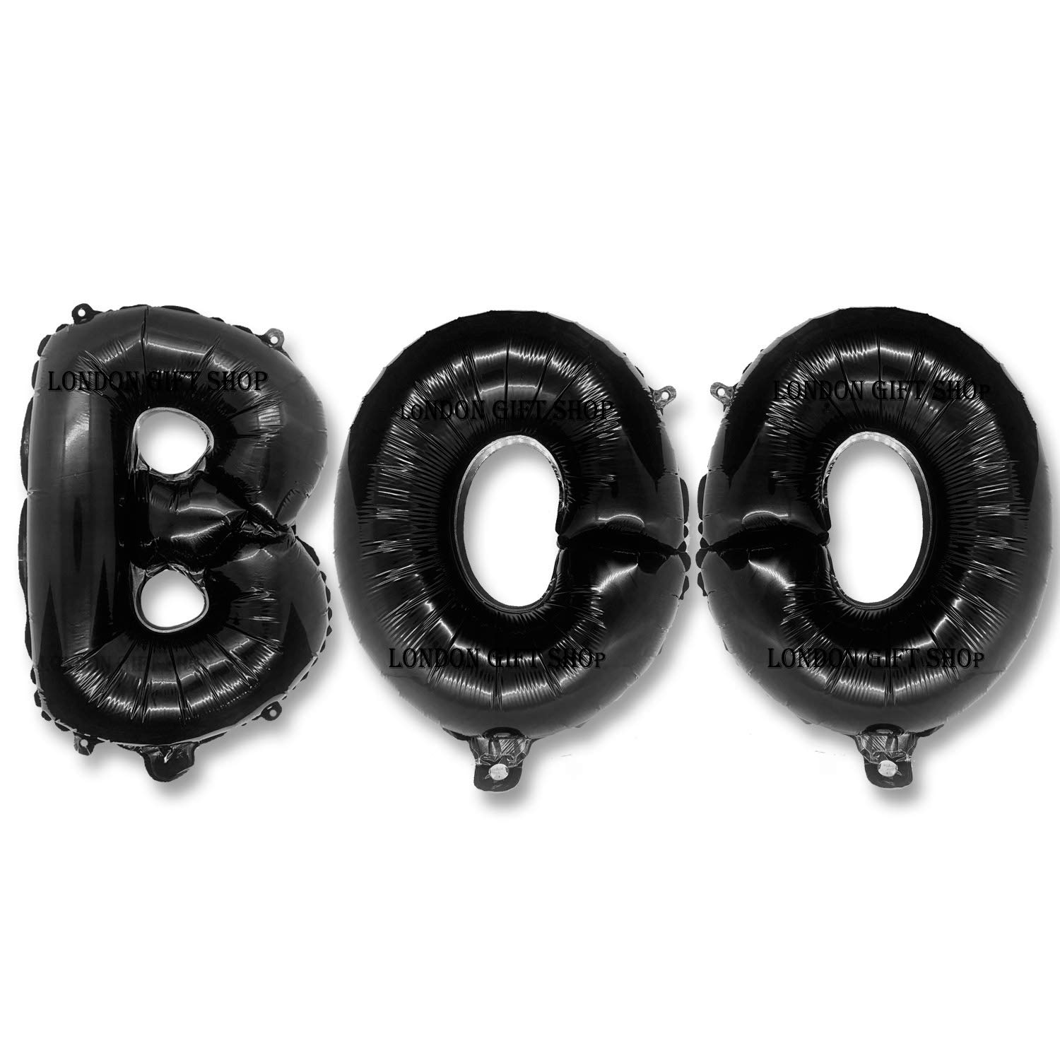 AKH® BOO Letter Text Balloon | Foil 30" (77 cm) Halloween Balloon Banner with a Plastic Inflating Tube | Halloween Balloons for Halloween party decorations (BLACK)
