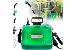 PATWING Battery Powered Sprayer 2 Gallon, Electric Sprayer with 3 Mist Nozzles, Rechargeable Handle, Retractable Wand, Adjustable Shoulder Strap, Sprayer for Lawn,Garden and Cleaning (2 Gallon Green)