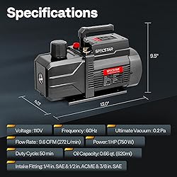 SPECSTAR 110V 9.6 CFM 1 HP Dual-Stage Rotary Vane