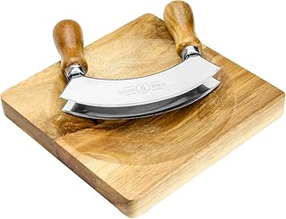 Hachoir Kräuterschneider & Schneidebrett | Edelstahl Mezzaluna Messer | Knoblauch Kupfer | Küchengeräte | M&W