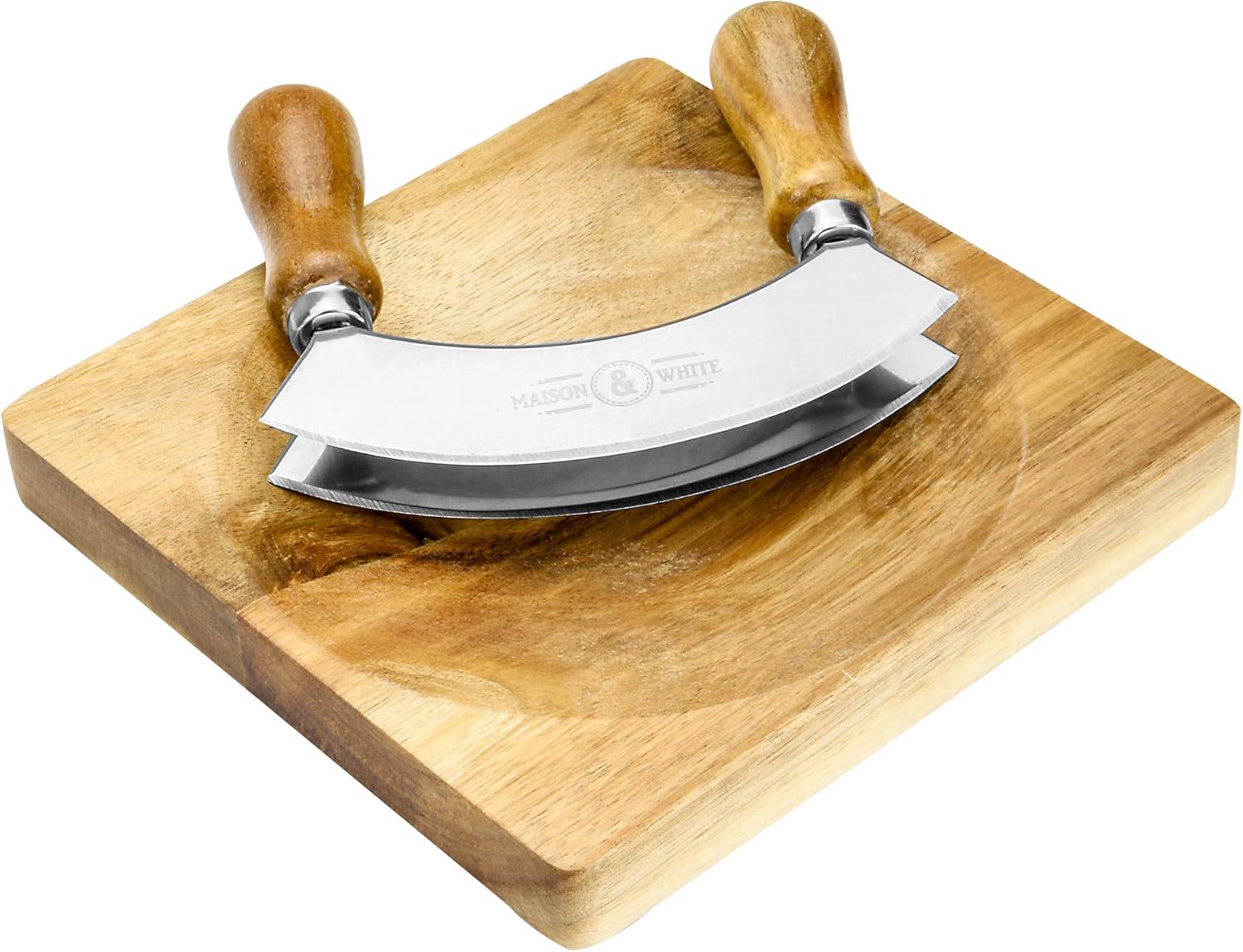 Hachoir Kräuterschneider & Schneidebrett | Edelstahl Mezzaluna Messer | Knoblauch Kupfer | Küchengeräte | M&W