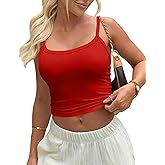 Mokoru Women Sexy Spaghetti Strap Square Neck Tank Top Basic Sleeveless Going Out Camisole Crop Tops