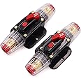 12V 30A Circuit Breaker Reset Fuse PowMr Reset,Audio Inline Fuse Holder 30 amp with Manual Reset for Car Audio, Stereo Switch and Solar Inverter System (2 Pack)
