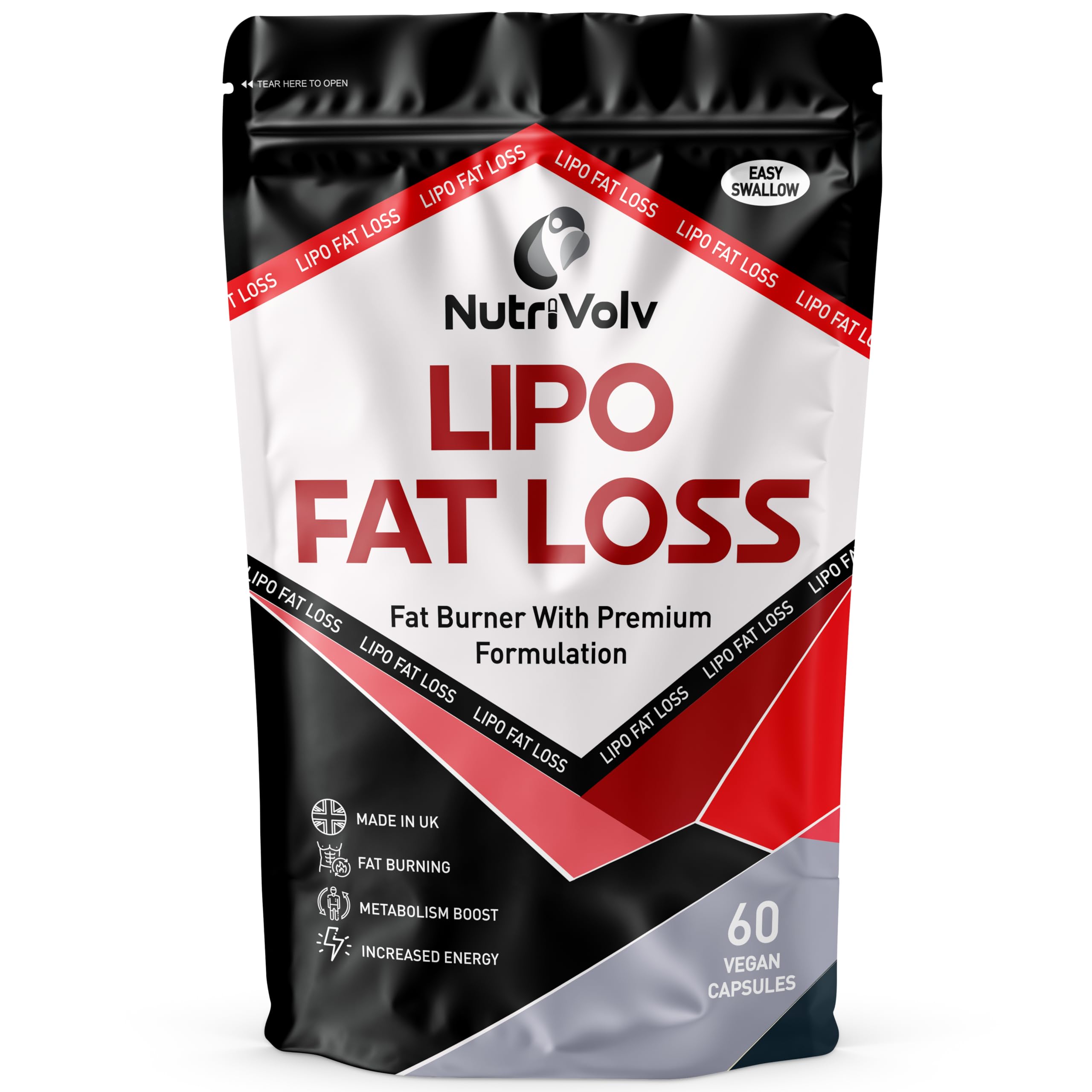 NutriVolv Lipo Fat Loss Capsules | 60 Capsules | Maximum Strength Weight Loss Pills That Work Fast | Keto Shred Fat Burning Pills | Contains Cayenne, Green Tea, Acai Berry & Caffeine | Thermo Fat Burn