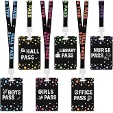 BESARME 6 Sets Hall Passes for Classrooms Colorful PVC School Pass Set | Clear Text For Nurse, Office, Library And Restroom Use; Durable Lightweight Pvc With Neck Lanyards