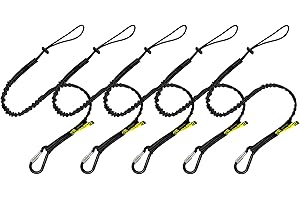 BearTOOLS Tool Lanyard with Single Carabiner and Adjustable Loop End, Standard Length, Maximum Weight Limit 8KG / 17.6lb, Aluminum Screw Lock Carabiner with Shock Cord Stopper, 0925S (5 Pack)