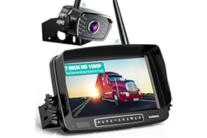 Nuoenx Wireless Backup Camera, 7 Inch Monitor Rear View Camera System for RV, Trailers, Trucks, 5th Wheels, Support 2 Cameras, IP69 Waterproof 18 LED IR Night Vision 152° View Camera, DIY Guide Lines