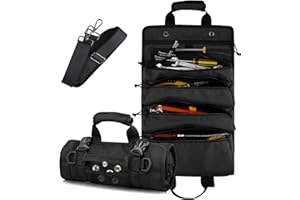 Roll Up Tool Bag, Heavy Duty Waterproof Tool Organizer with Multiple Pockets, Tool Storage and Emergency Kit for Mechanics, C