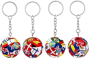 4pcs National Flags Soccer Keychains, Fashionable National Flags Football Ball Keychain Keyring Sports Presents Gifts & Acces