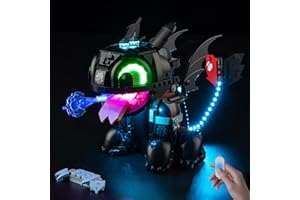 BrickSoul LED Light Up Kit Compatible with Lego How to Train Your Dragon: Toothless 10375 Building Set, Upgrade Wired Dimmable Lighting Accessories for Lego Fans, Not Included 10375 Model